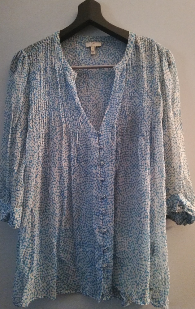 Joie white and blue silk blouse